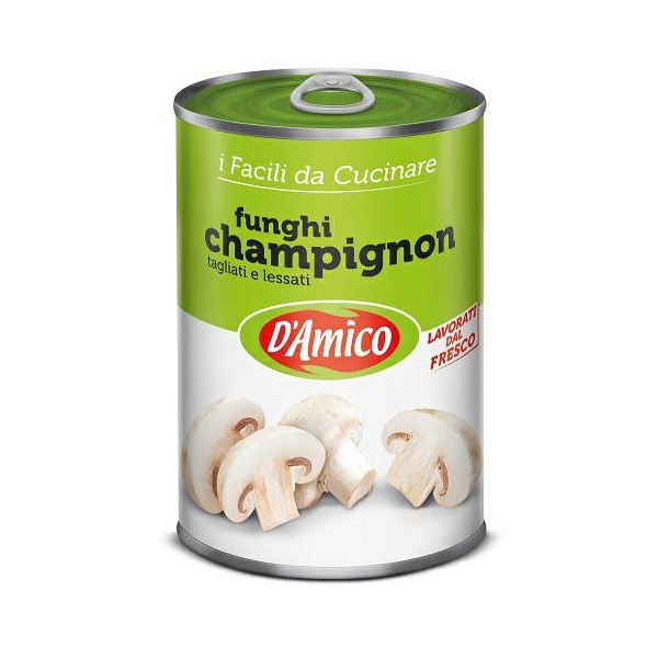CHAMPIGNON-PILZE, IN NAT. GESCHNITTEN. GR.400 D AMICO (CT 24 ST)