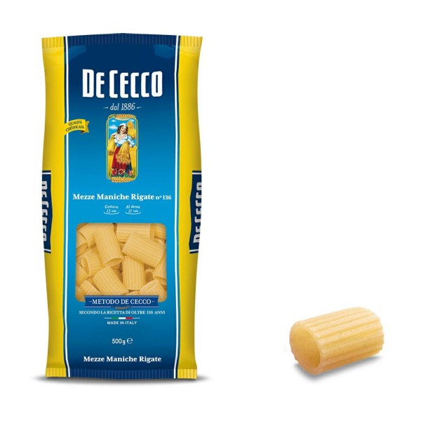 Mezze maniche rigate n.136 gr.500 de cecco (ct 24pz)