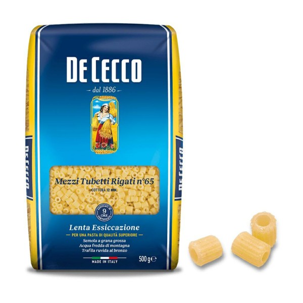 Mezzi tubetti rigati n.65 gr.500 de cecco(ct 24pz)