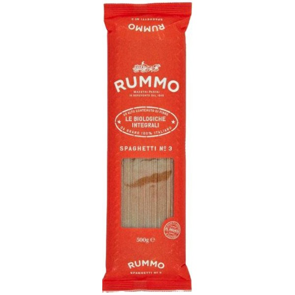 ESPAGUETI INTEGRALES ECOLÓGICOS N.3 GR.500 RUMMO (CT 24UNDS)