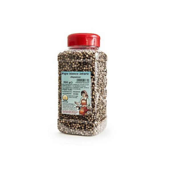 WHOLE WHITE PEPPER PET JAR GR.600 PEACOCK (CT 6 PCS)