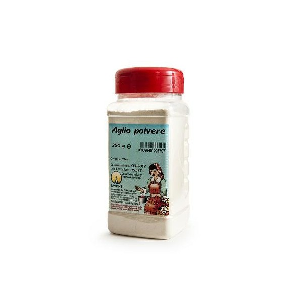 Aglio polvere vaso pet gr.400 pavone (ct 6 pz)