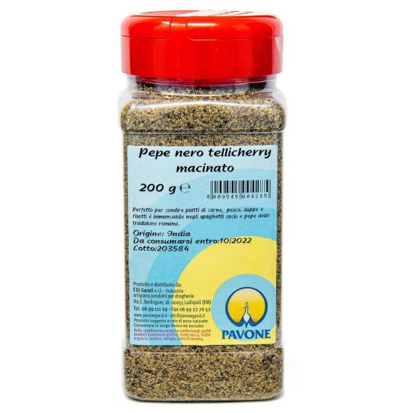 GROUND BLACK PEPPER PET JAR GR.500 PEACOCK (CT 6 PCS)
